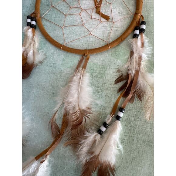 New Brown Beaded Dream Catcher With Feathers Hanging Decor - Picture 3 of 6